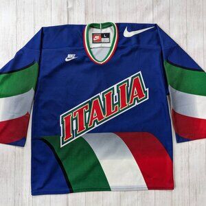 Nike - Team Italy Italia National Mens Hockev vintage jersey (1996) IIHF WC RARE